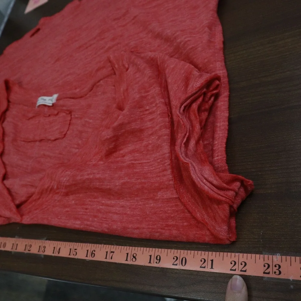 We The Free Distressed‎ Tee Women S Red Boho Coastal Oversized Casual Slouchy